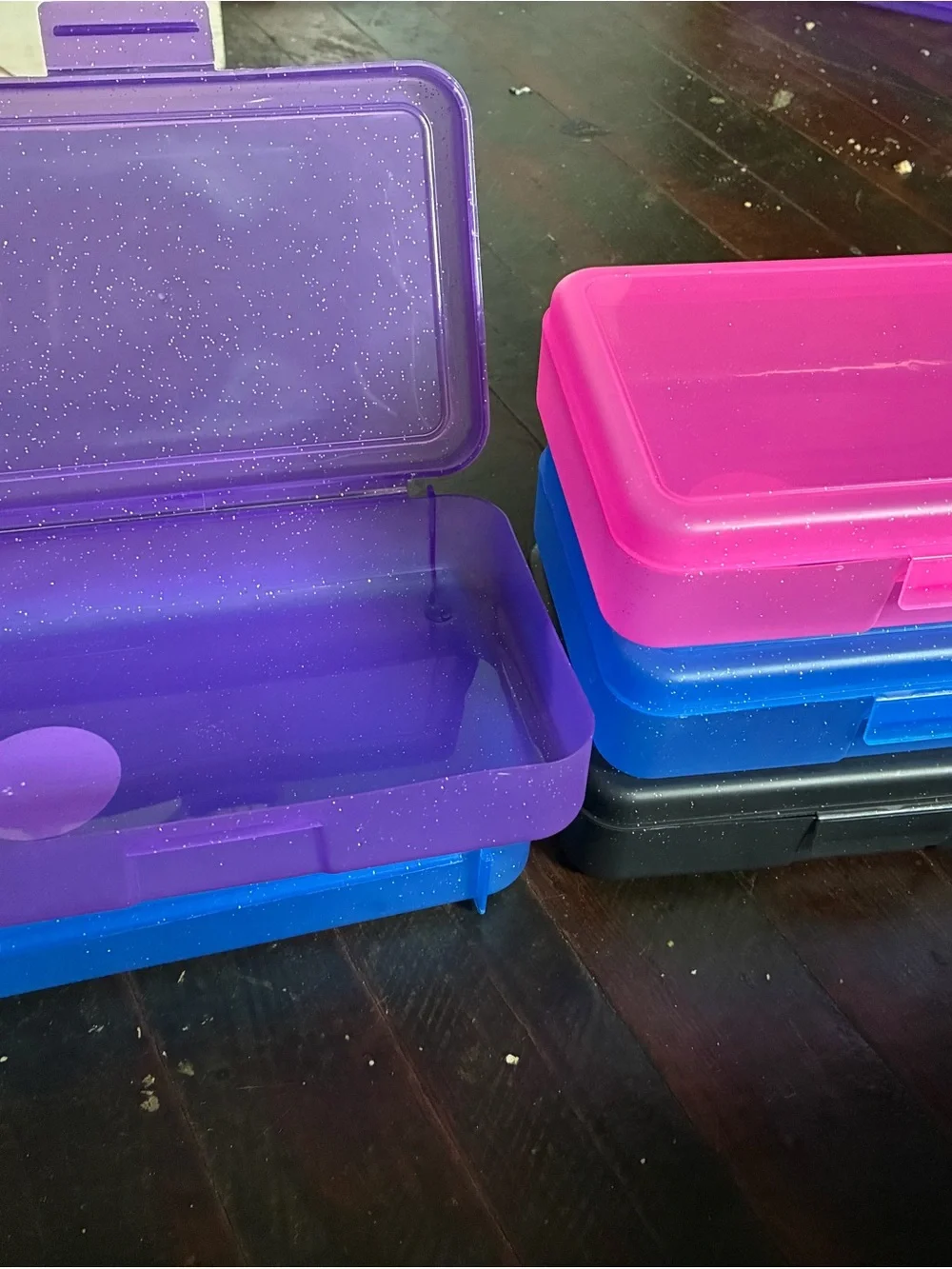 Glitter Purple Pencil Case Organizer - Compact Home Office Storage